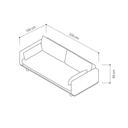 Discover 3 Seater Leather Sofa  W226XD101XH83cm (Melbourne Only)