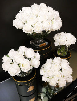 Cote Noire Luxury Round 13 Rose Bud Bouquet - White - RRB01