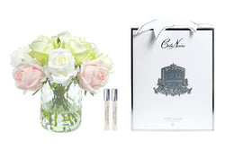 Cote Noire Herringbone Flower - Rose Buds - Clear - French Pink, Green & White  - HCF13