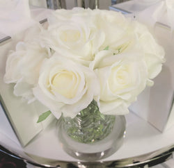 Cote Noire Herringbone Flower - Rose Buds - Clear - Ivory White - HCF21