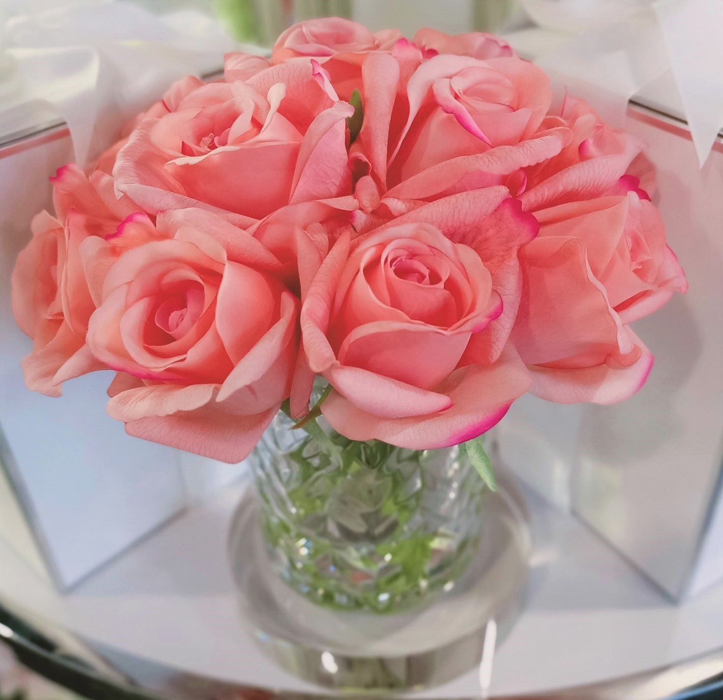 Cote Noire Herringbone Flower - Rose Buds - Clear - Peach - HCF25