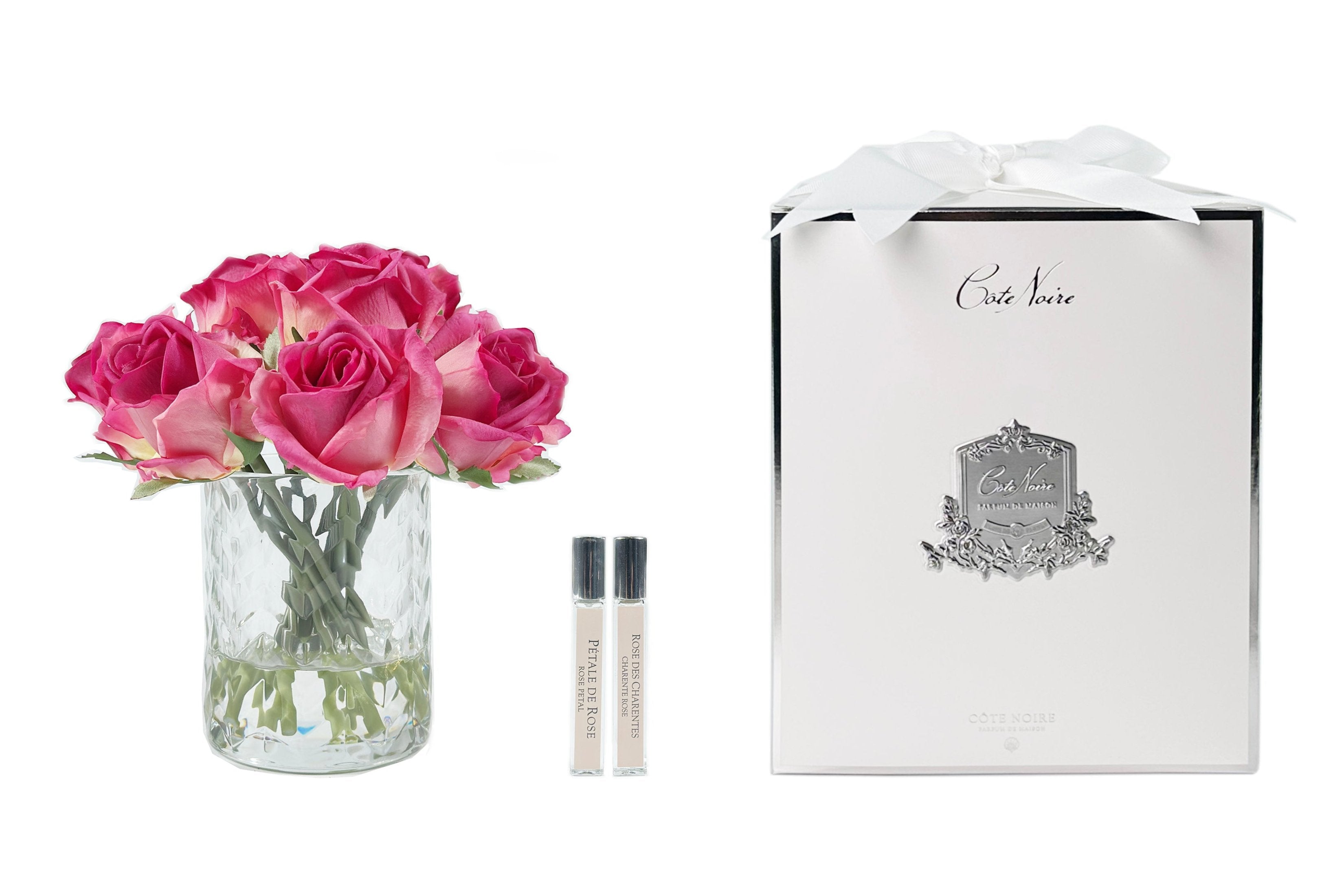 Cote Noire Herringbone Flower - Rose Buds - Clear - Magenta - HCF27
