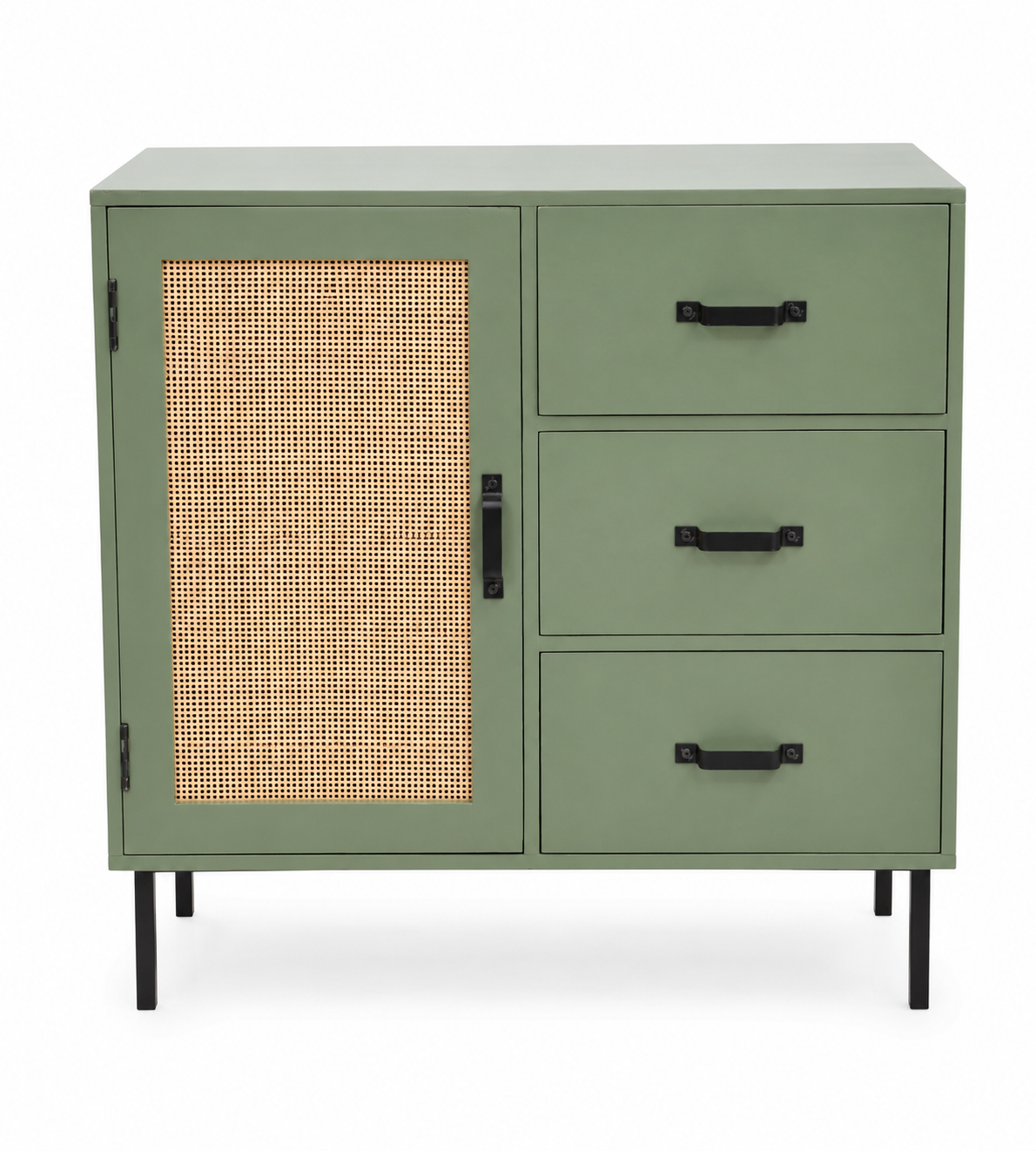 Rattan 3 Drawer 1 Door Cabinet- L80 X W40 X H80