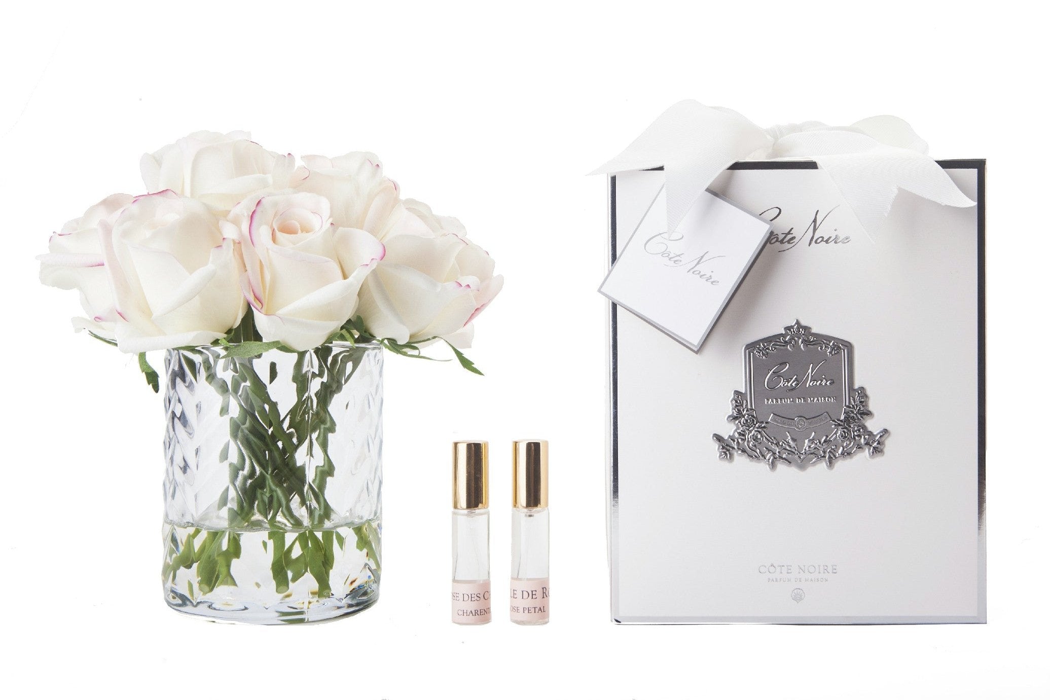 Cote Noire Herringbone Flower - Rose Buds - Clear - Pink Blush - HCF22