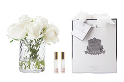 Cote Noire Herringbone Flower - Rose Buds - Clear - Ivory White - HCF21