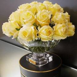 Cote Noire Luxury Centrepiece 37 Rose Bud Bouquet - Yellow & Gold badge - CPRB08