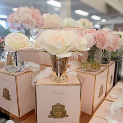 Cote Noire Seven Rose Bouquet in Pink Blush - Pink Box - Gold Vase - SMB20