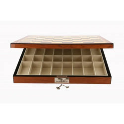 Dal Rossi Italy Copper / Bronze Chess Set on Walnut Shiny Finish Chess Box 20” with compartments