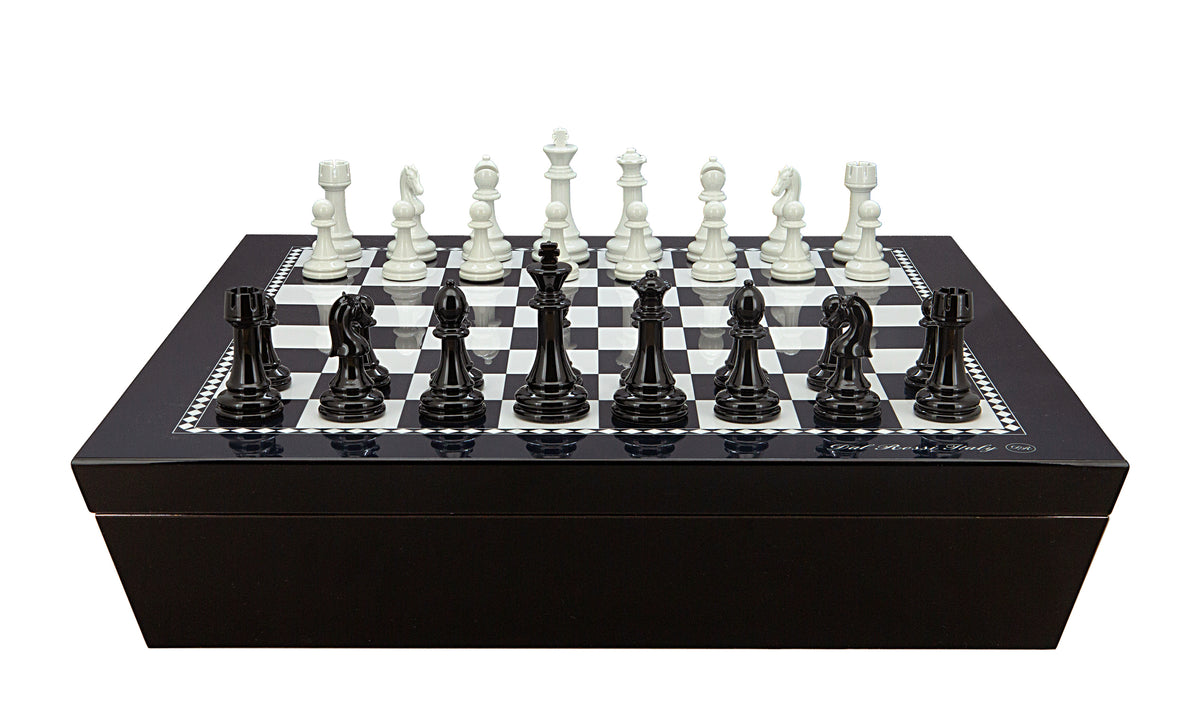 Dal Rossi Italy 20” High Gloss Black & White Chess Set