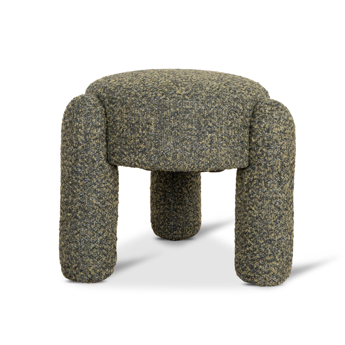 Kate Round Upholstered Ottoman  - Basil Green