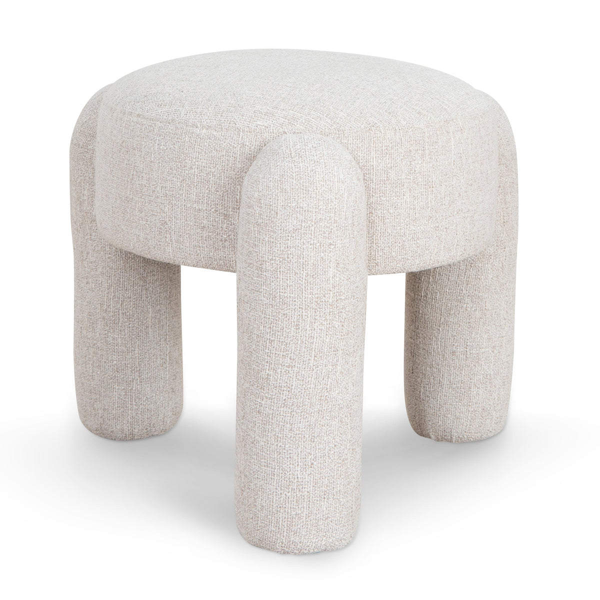 Kate Round Upholstered Ottoman  - Coastal Beige
