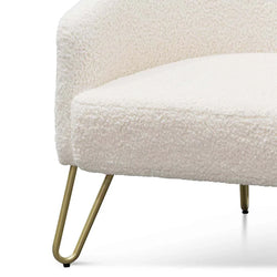 FC Armchair - Ivory White Synthetic Wool with Golden Legs