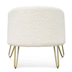 FC Armchair - Ivory White Synthetic Wool with Golden Legs