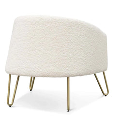 FC Armchair - Ivory White Synthetic Wool with Golden Legs