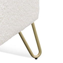 FC Armchair - Ivory White Synthetic Wool with Golden Legs