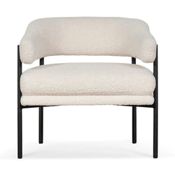FC - Ivory White Sherpa Armchair - Black Legs