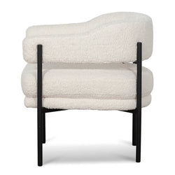 FC - Ivory White Sherpa Armchair - Black Legs