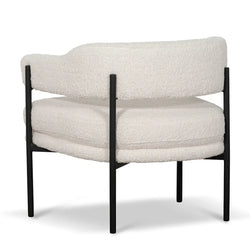 FC - Ivory White Sherpa Armchair - Black Legs