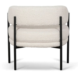 FC - Ivory White Sherpa Armchair - Black Legs