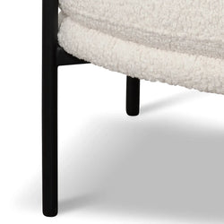 FC - Ivory White Sherpa Armchair - Black Legs