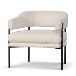 FC - Ivory White Sherpa Armchair - Black Legs