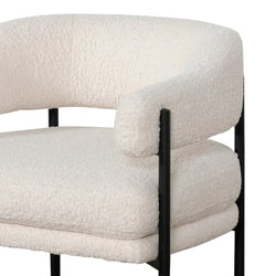 FC - Ivory White Sherpa Armchair - Black Legs