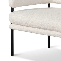 FC - Ivory White Sherpa Armchair - Black Legs