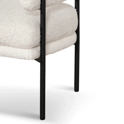 FC - Ivory White Sherpa Armchair - Black Legs