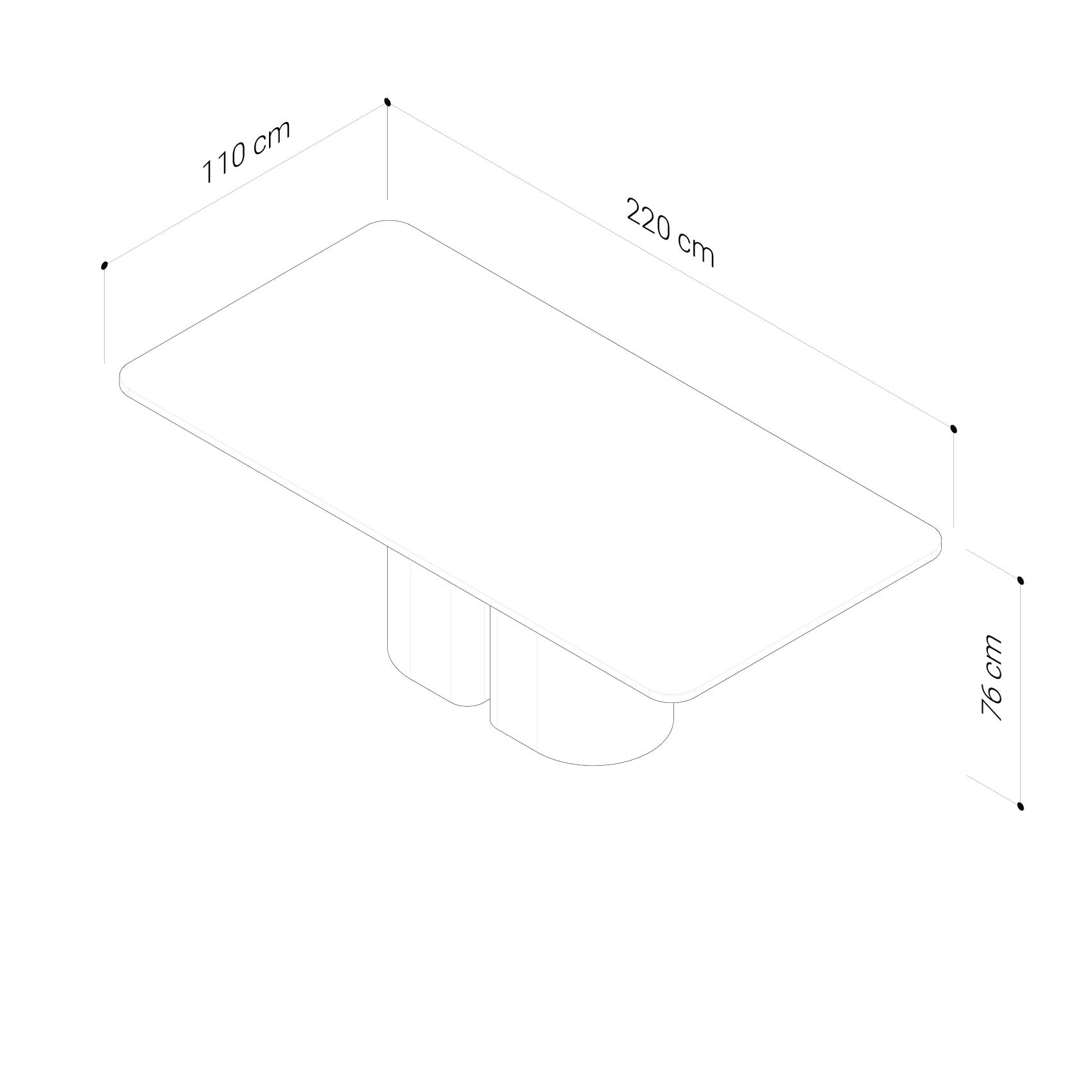 Leonard Dining Table Black 220X110X76cm