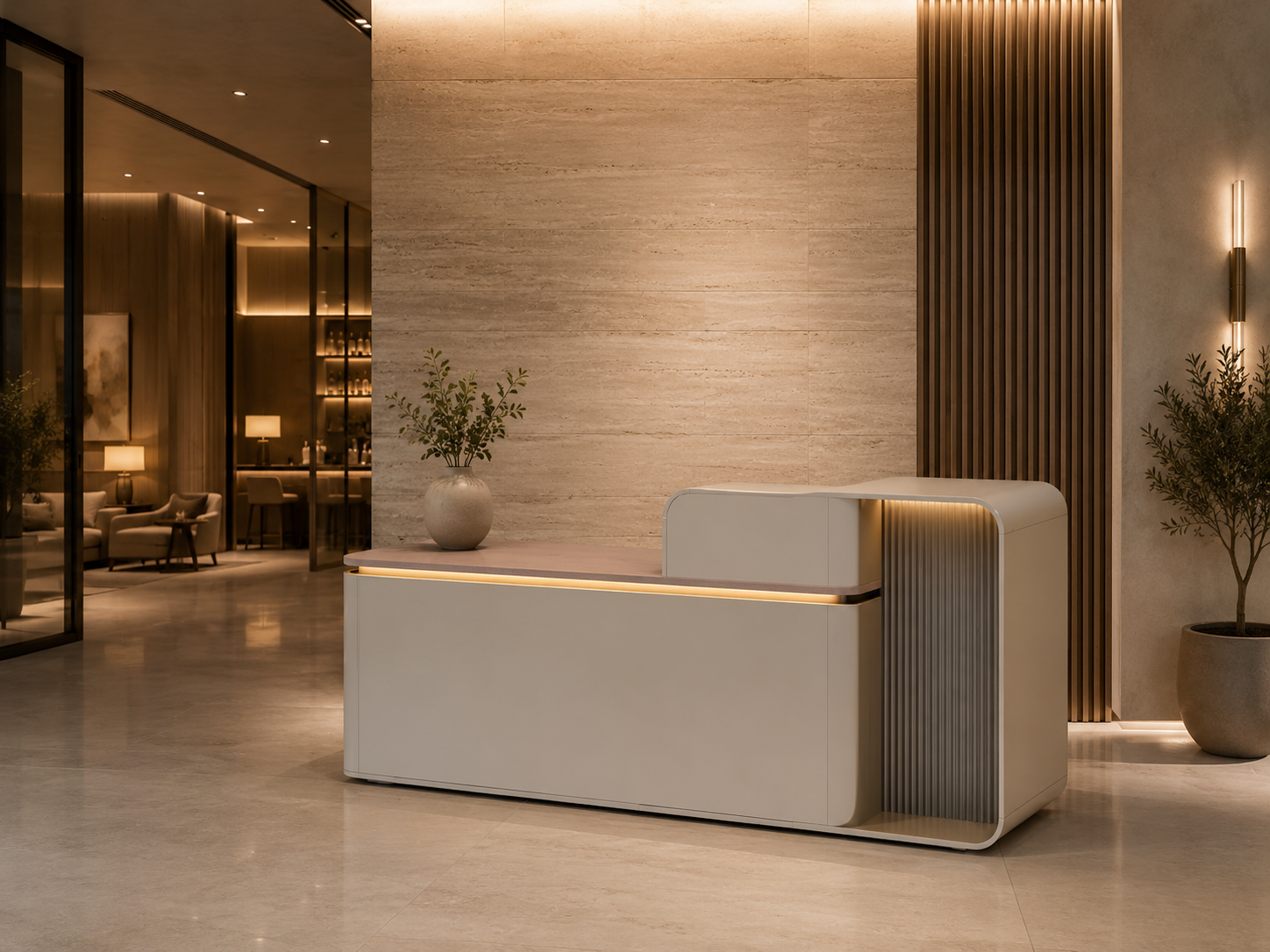Leonard Reception Desk Left Return 2.4m -Golden Oak & Grey