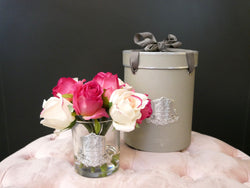 Cote Noire Premium Rose Bud Bouquet - Mixed Magenta & Blush - Clear Glass - MBS01
