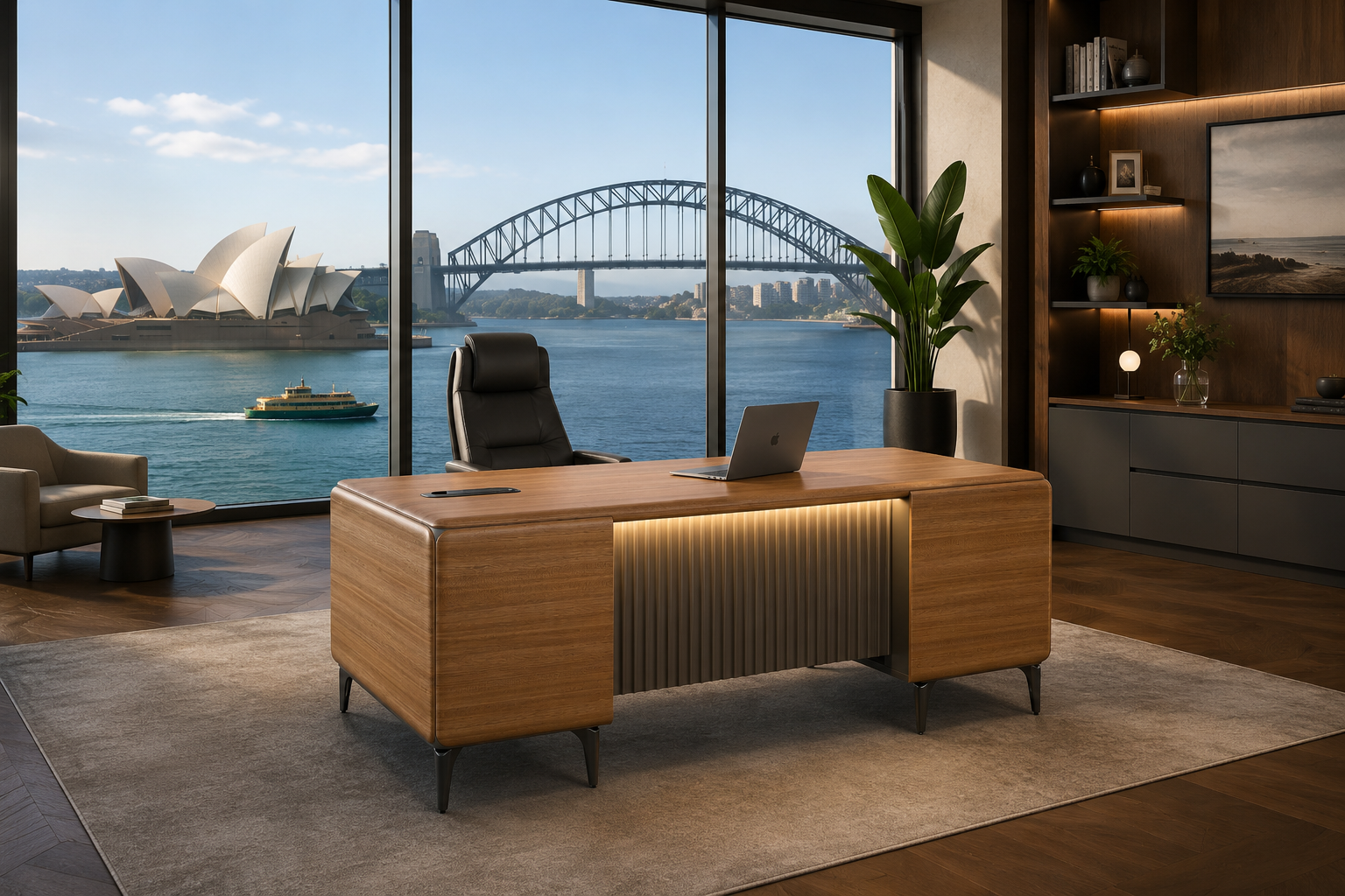Majestic Oak Executive Office Desk 1.8m Golden Oak & Grey