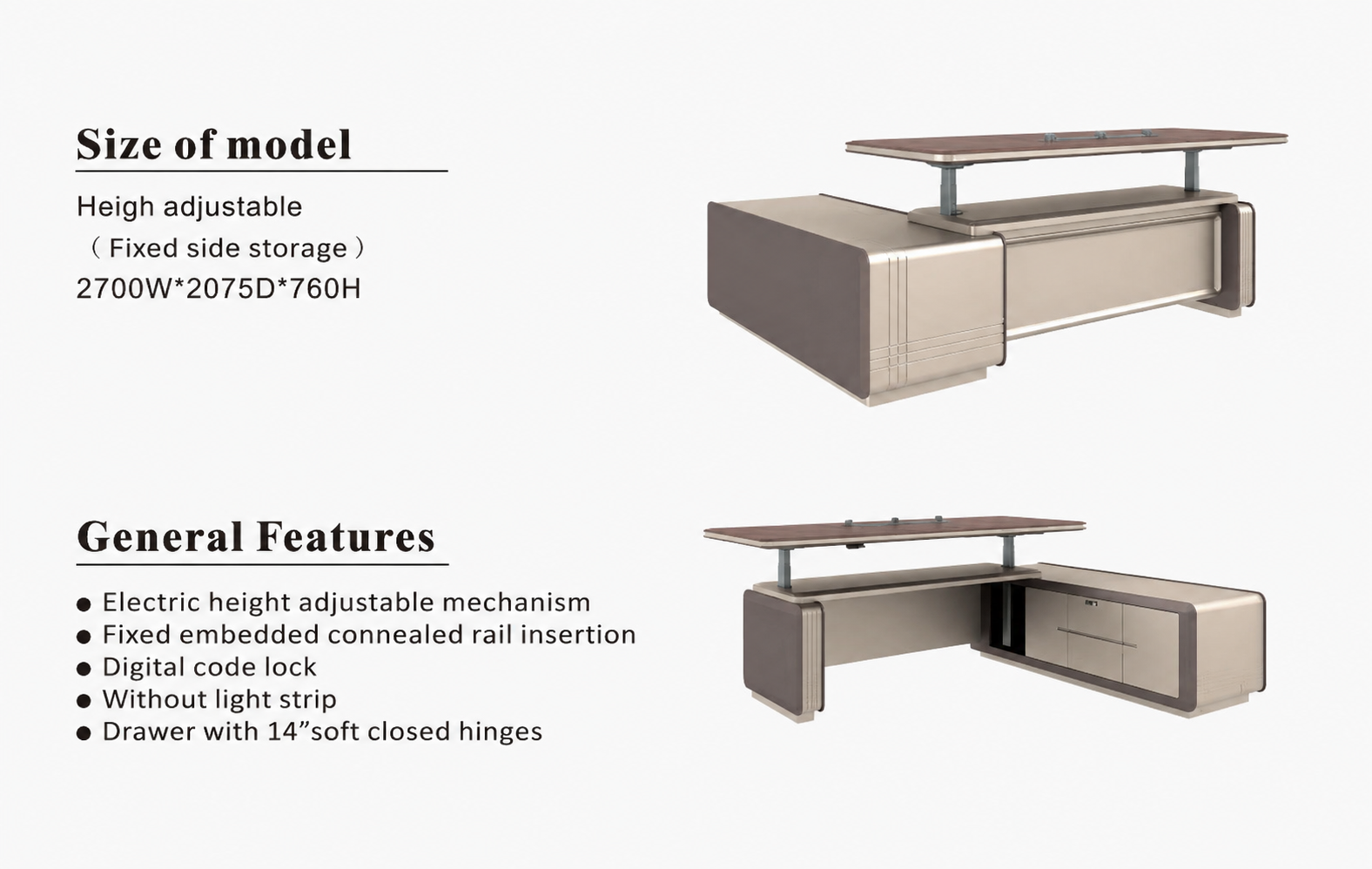 Manhattan Lifting Sit & Stand Executive Desk 2.7m – Golden Oak & Grey