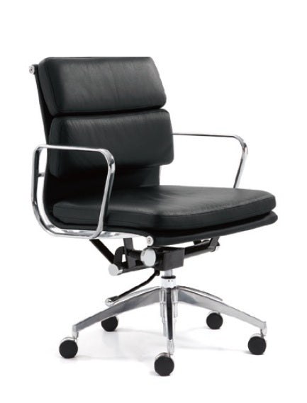 Manta Medium Back Office Chair – Black | PU Leather & Aluminium Base
