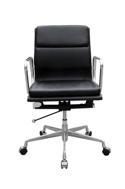 Manta Medium Back Office Chair – Black | PU Leather & Aluminium Base