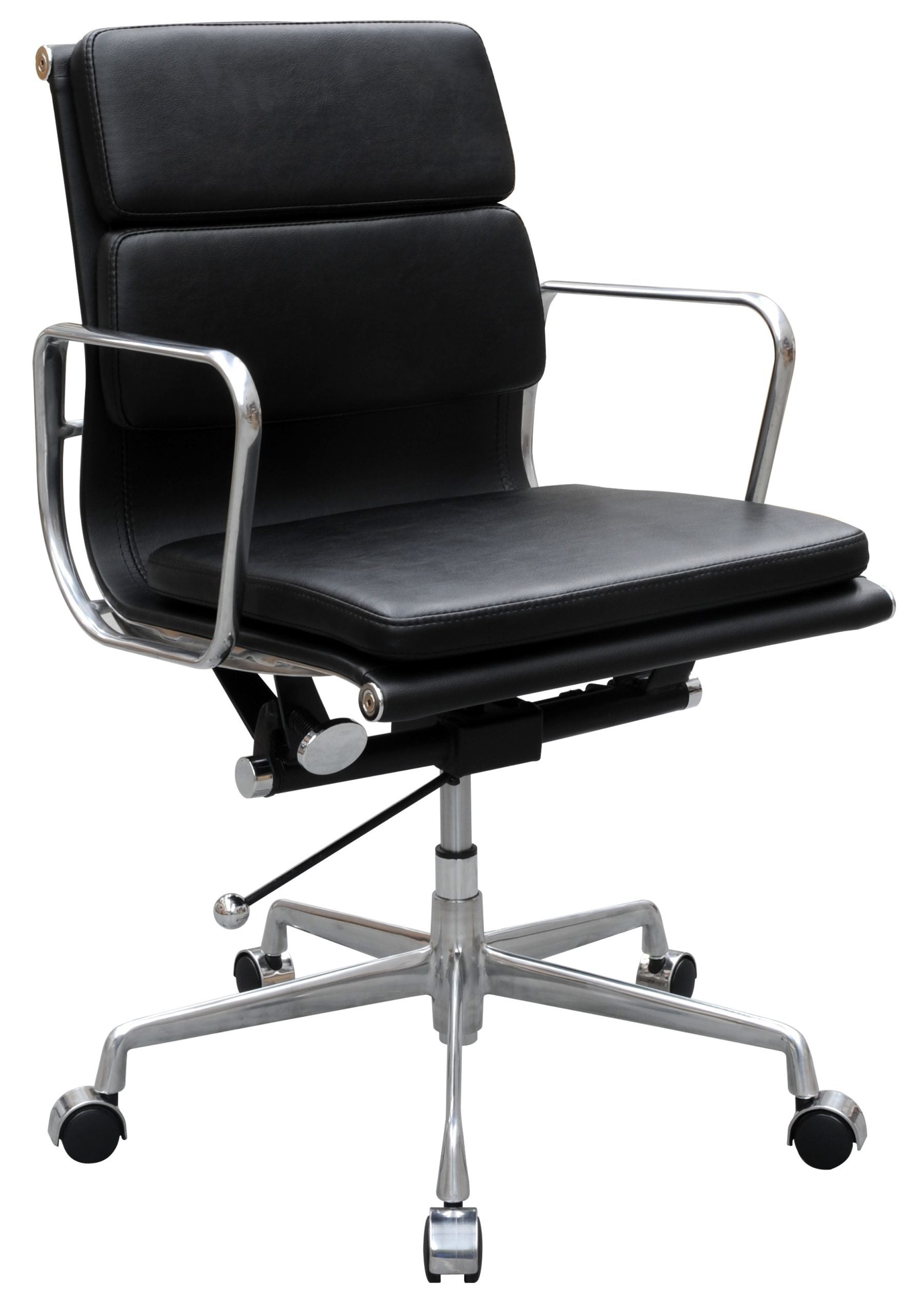 Manta Medium Back Office Chair – Black | PU Leather & Aluminium Base