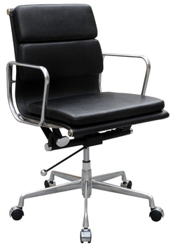 Manta Medium Back Office Chair – Black | PU Leather & Aluminium Base