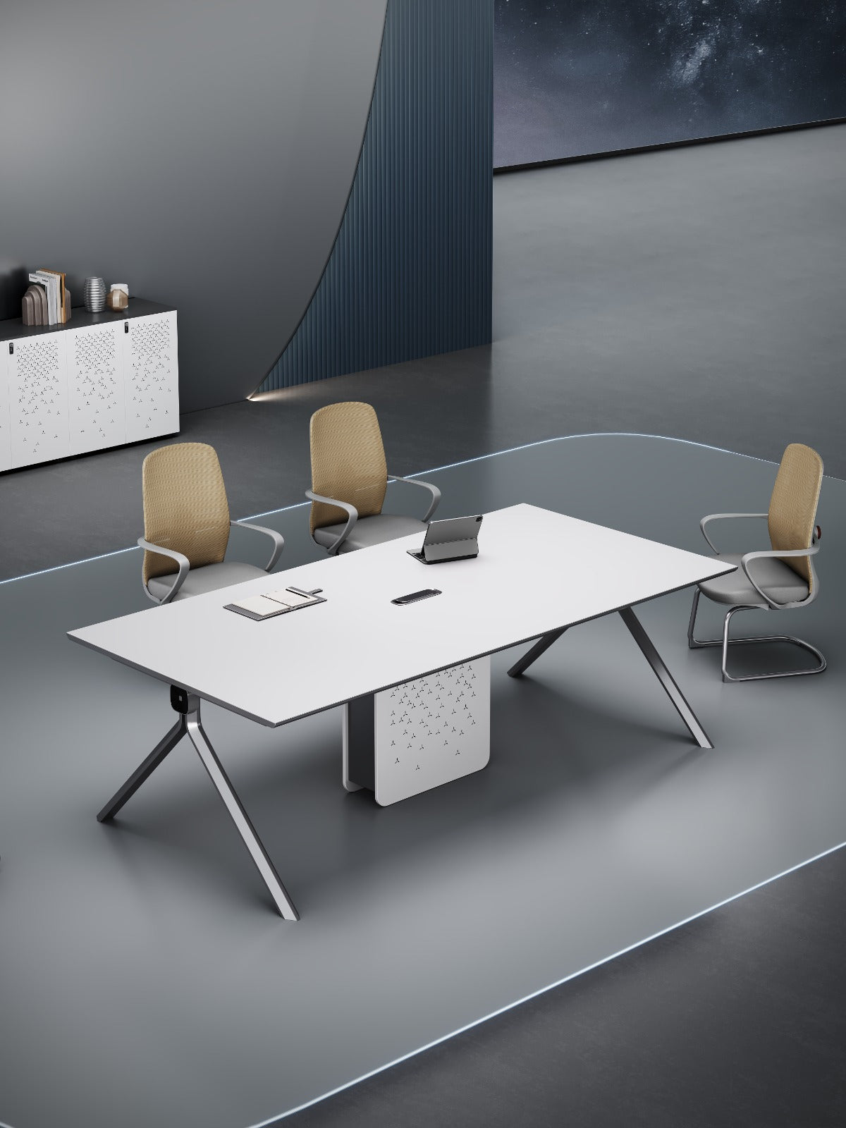 Sterling Boardroom Table 2.4m – Frost White & Dark Grey