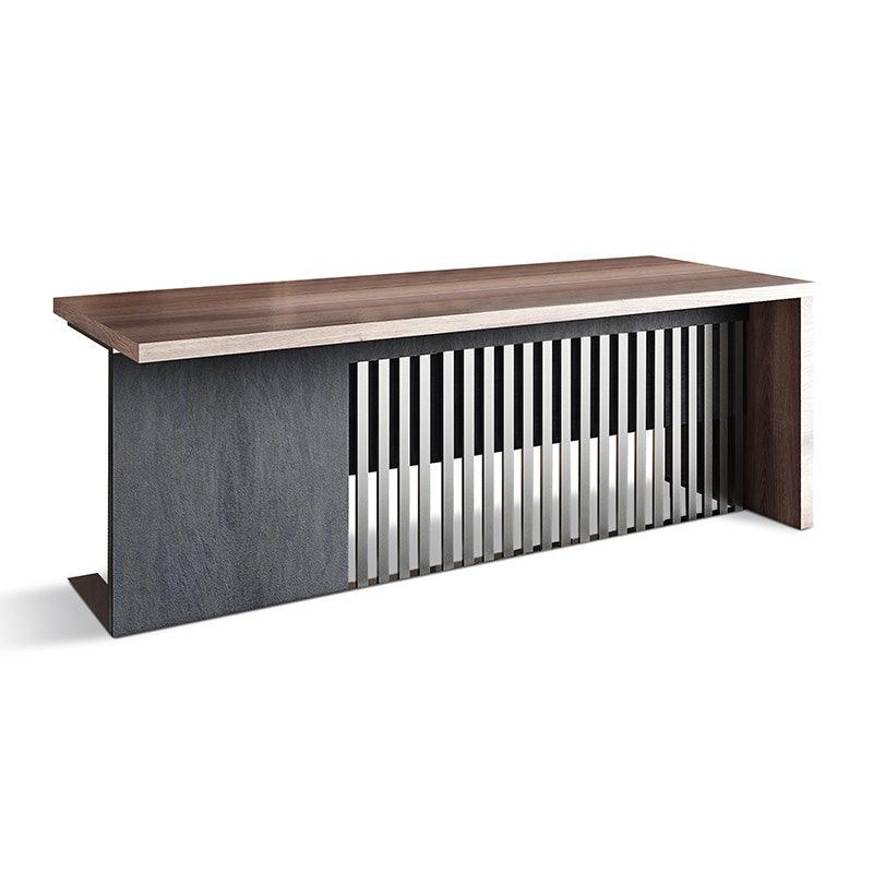 AFTAN Reception Desk Left Panel 180cm - Warm Oak & Black - Furniture Castle