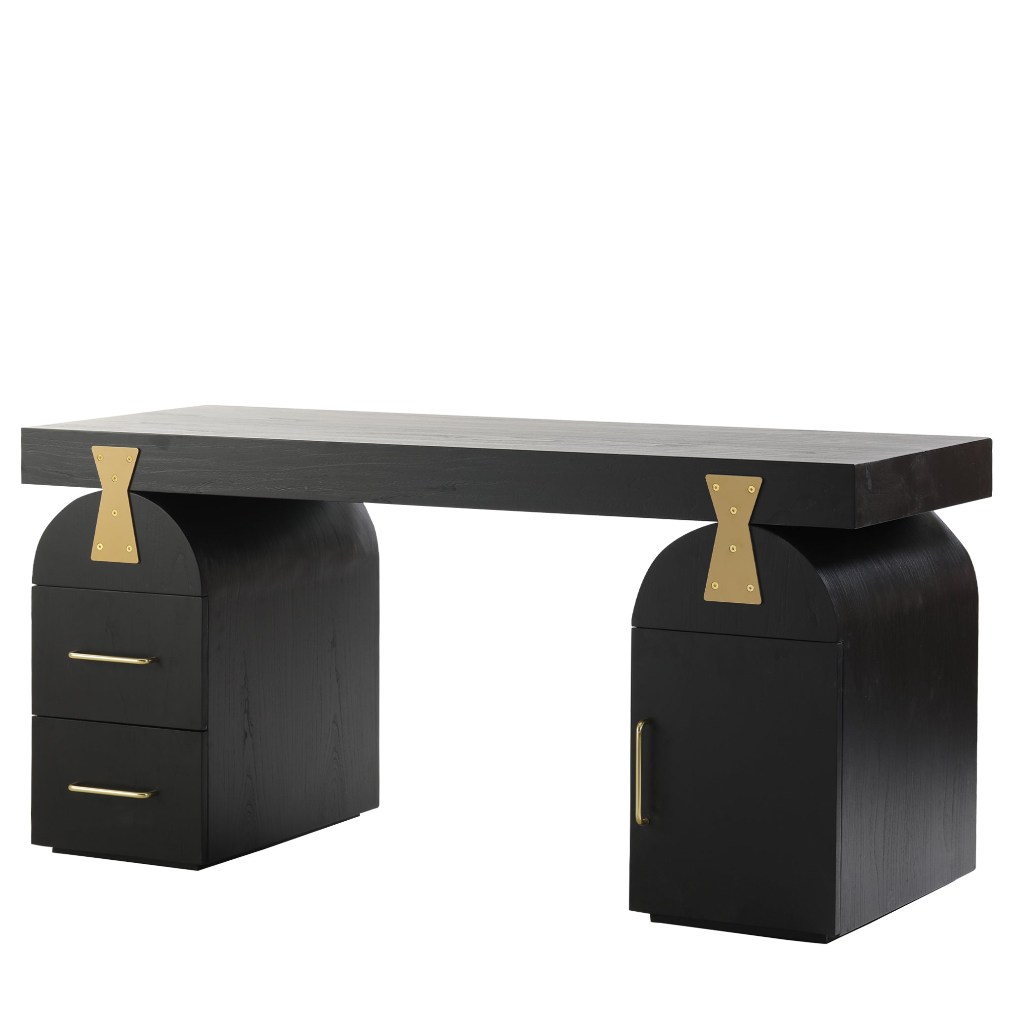 Broady 1.55m New Elm Home Office Desk - Full Black