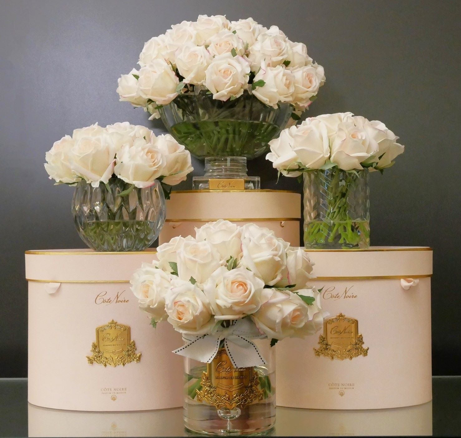Cote Noire Herringbone Flower - Rose Buds - Clear - Pink Blush - HCF22