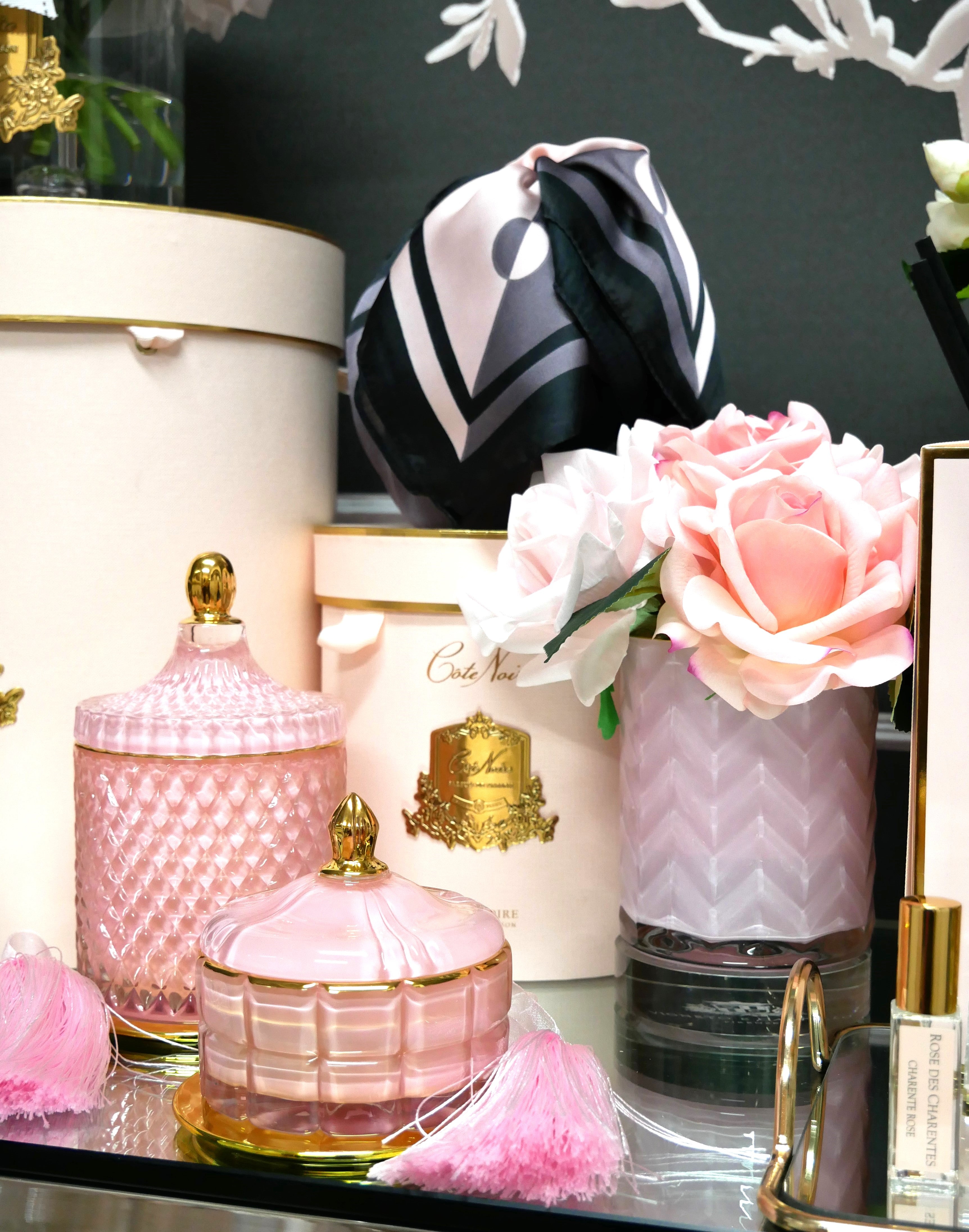 Cote Noire Herringbone Flower Pink - Pink Roses - HCF03
