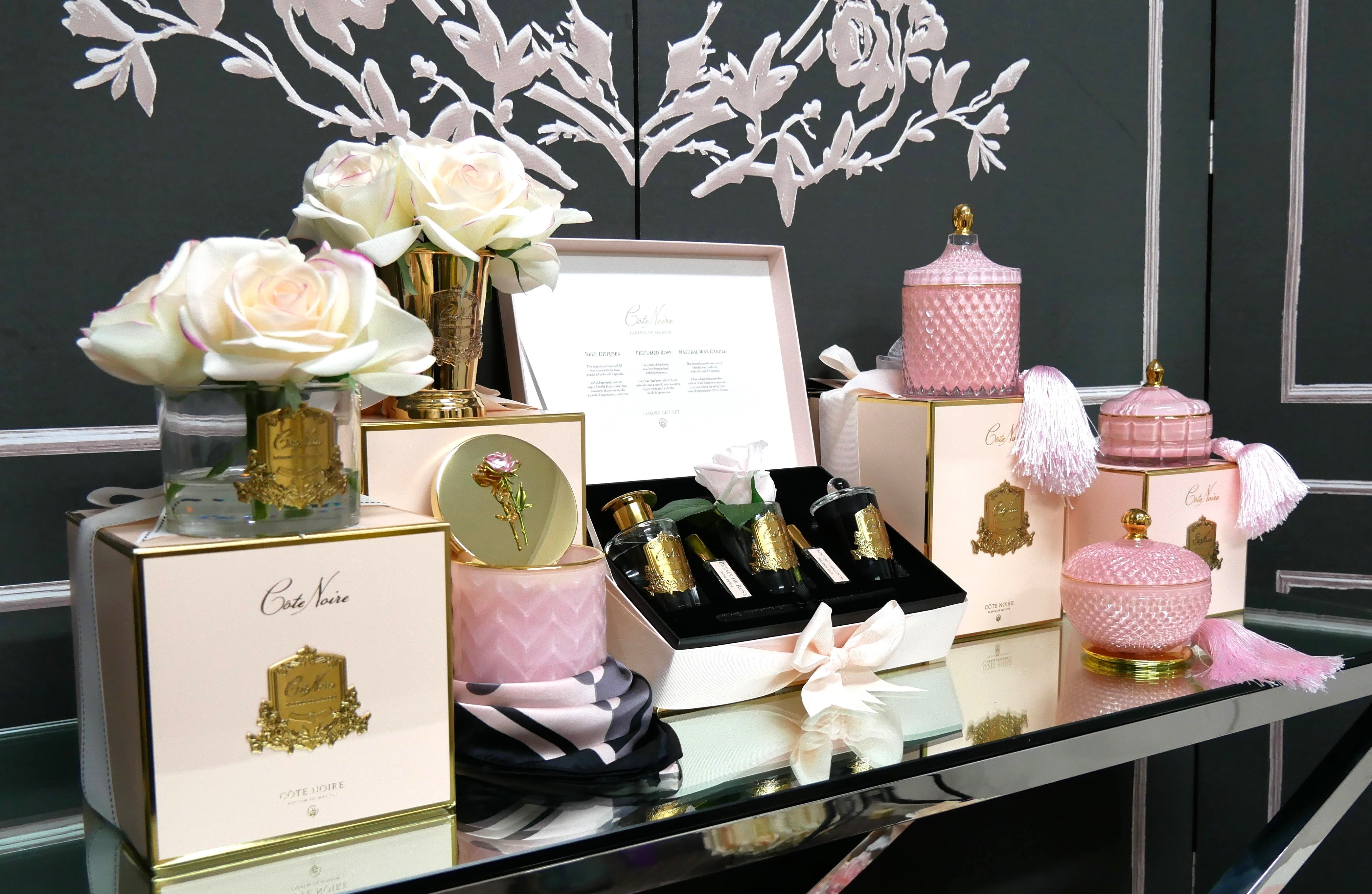 Cote Noire Herringbone Flower Pink - Pink Roses - HCF03