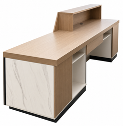 Fairmont Reception Counter 2.4m Left Hand – Wooden Grain Finish