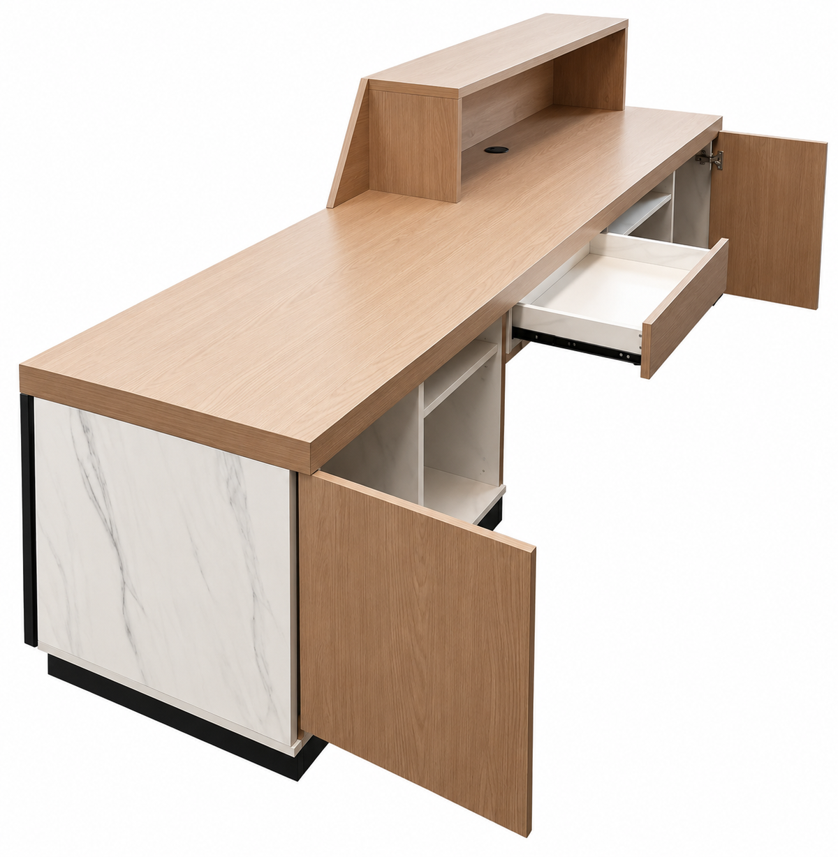 Fairmont Reception Counter 2.4m Left Hand – Wooden Grain Finish