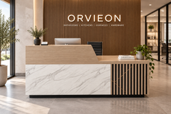 Fairmont Reception Counter 2.4m Left Hand – Wooden Grain Finish