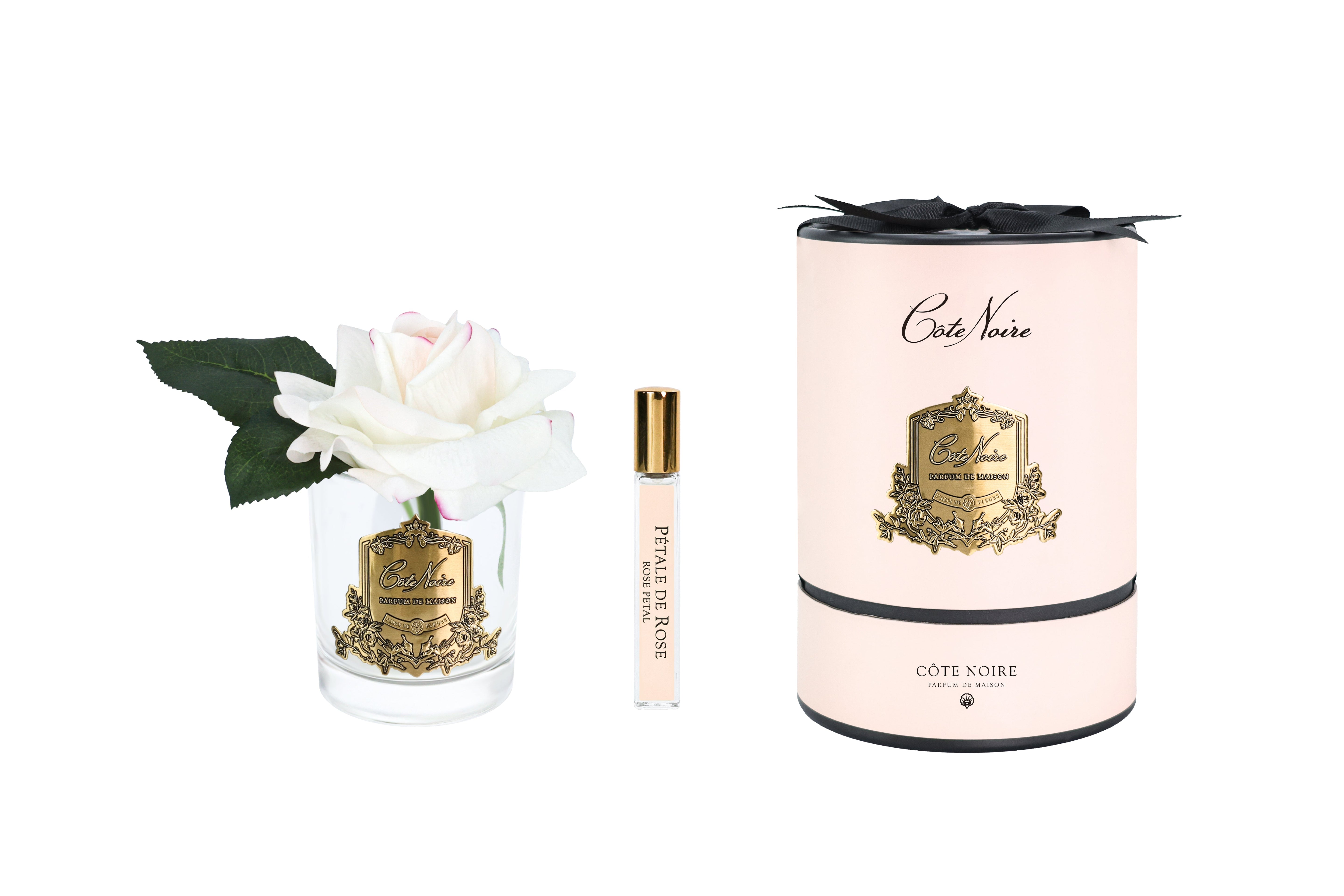 New Single Rose - Clear Glass - Blush - Gold/Pink Box - RMR02