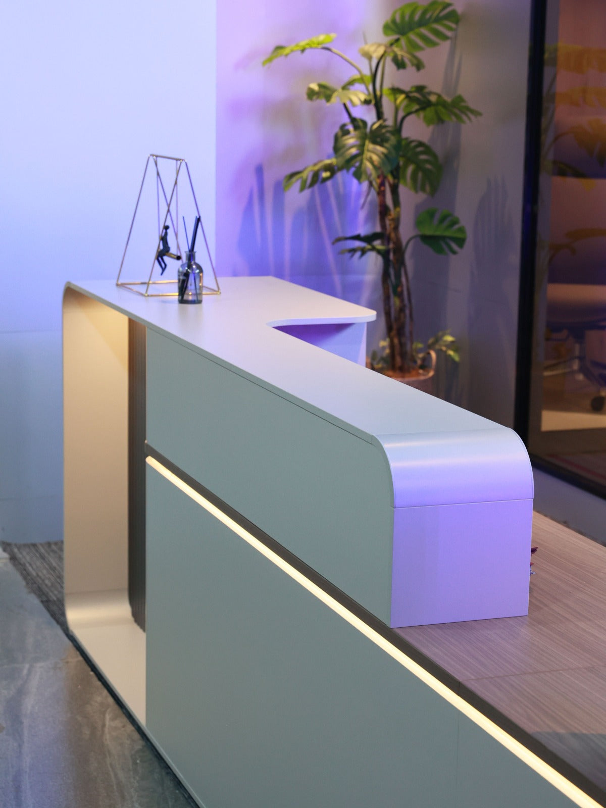 Leonard Reception Desk Left Return 2.4m -Golden Oak & Grey