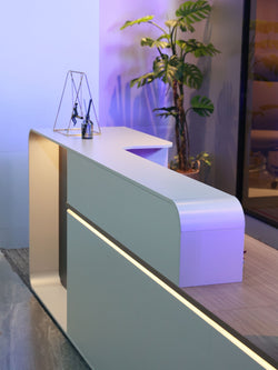 Leonard Reception Desk Left Return 2.4m -Golden Oak & Grey