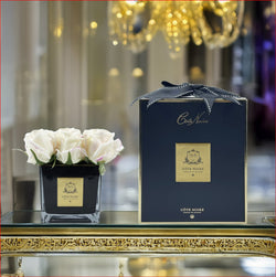 Cote Noire Couture Square 9 Rose Buds  - Square Black Vase - Gold & Pink Blush - SVB902